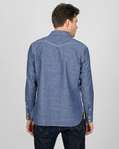10oz Selvedge Chambray Single Yoke Western Shirt - Blue
