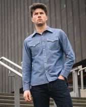 10oz Selvedge Chambray Single Yoke Western Shirt - Blue