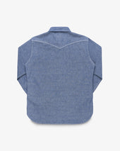 10oz Selvedge Chambray Single Yoke Western Shirt - Blue