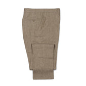 Flatiron flat-front high-rise wide trousers in oatmeal linen twill