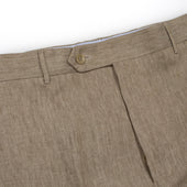 Flatiron Flat Front High Rise Wide Trousers In Linen Twill