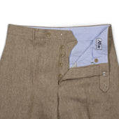 Flatiron Flat Front High Rise Wide Trousers In Linen Twill