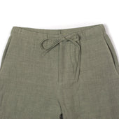 Lounge Trousers In Almond Green Belgian Linen And Wool