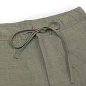Lounge Trousers In Almond Green Belgian Linen And Wool