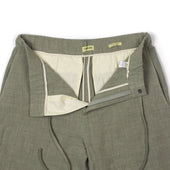 Lounge Trousers In Almond Green Belgian Linen And Wool