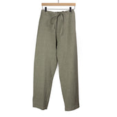 Lounge trousers in almond green belgian linen and wool