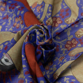 Bandana In Purple Ispahan Folk Pattern Cotton Voile
