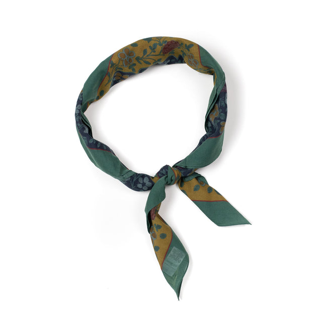 Bandana in green Ispahan folk pattern cotton voile