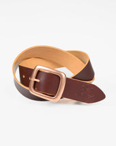 OGL Single Prong Copper Garrison Buckle Leather Belt - Hand Dyed Brown