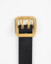 OGL Double Prong Garrison Buckle Leather Belt - Hand-Dyed Black