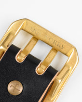 OGL Double Prong Garrison Buckle Leather Belt - Hand-Dyed Black