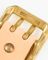 OGL Double Prong Garrison Buckle Leather Belt - Natural