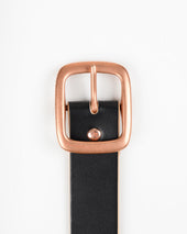 OGL Single Prong Copper Garrison Buckle Leather Belt - Hand Dyed Black