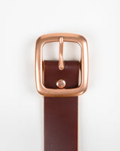 OGL Single Prong Copper Garrison Buckle Leather Belt - Hand Dyed Brown