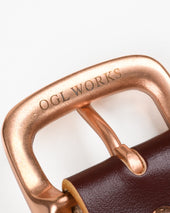 OGL Single Prong Copper Garrison Buckle Leather Belt - Hand Dyed Brown