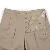 Brooklyn Double Pleated High Rise Trousers In Cotton Linen