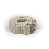 Braided D-ring belt in off white cotton
