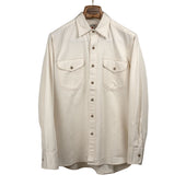 Officer S Shirt In Buttermilk Herringbone Twill