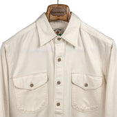 Officer's shirt in buttermilk herringbone twill