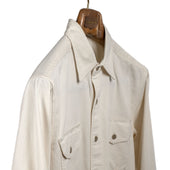 Officer S Shirt In Buttermilk Herringbone Twill