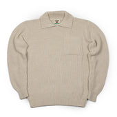Stitch Collared Sweater In Buttermilk Cotton And Linen