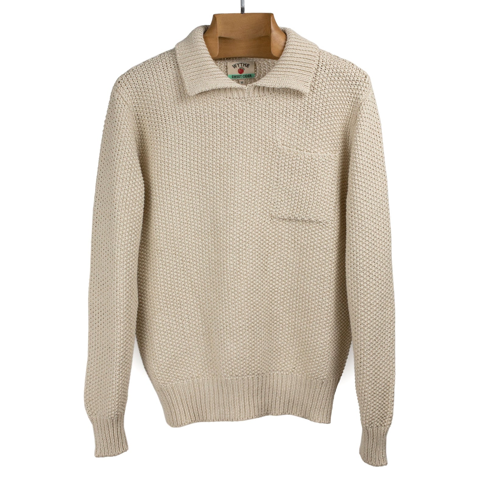 Stitch Collared Sweater In Buttermilk Cotton And Linen