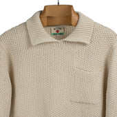 Stitch Collared Sweater In Buttermilk Cotton And Linen