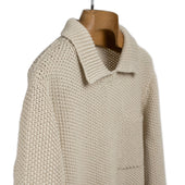Stitch Collared Sweater In Buttermilk Cotton And Linen