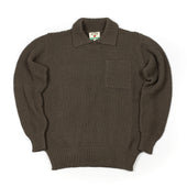 Stitch Collared Sweater In Dusty Olive Cotton And Linen