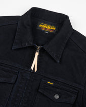 14oz Broken Twill Selvedge Denim Work Jacket - Indigo Overdyed Black