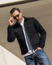14oz Broken Twill Selvedge Denim Work Jacket - Indigo Overdyed Black