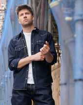 7oz Cotton Linen Chambray Western Shirt - Indigo