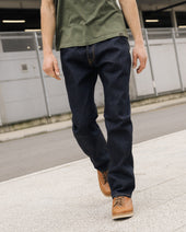 21/23oz Ultra Heavy Raw Selvedge Denim Relaxed Tapered Cut Jeans - Indigo