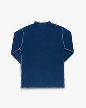 Waffle Knit Long Sleeved Thermal Henley - Indigo Dyed