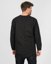 13.5oz Duck Collarless Chore Jacket - Black