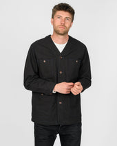 13.5oz Duck Collarless Chore Jacket - Black