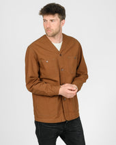 13.5oz Duck Collarless Chore Jacket - Brown