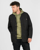 13.5oz Duck Collarless Chore Jacket - Black