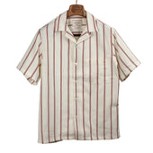 Camp shirt in bordeaux piquet stripe cotton