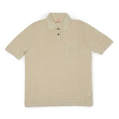 Short Sleeve Polo In Perforated Stripe Linen