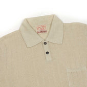 Short Sleeve Polo In Perforated Stripe Linen