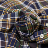 Short Sleeve Buttoned Collar Shirt In And Navy Madras Cotton