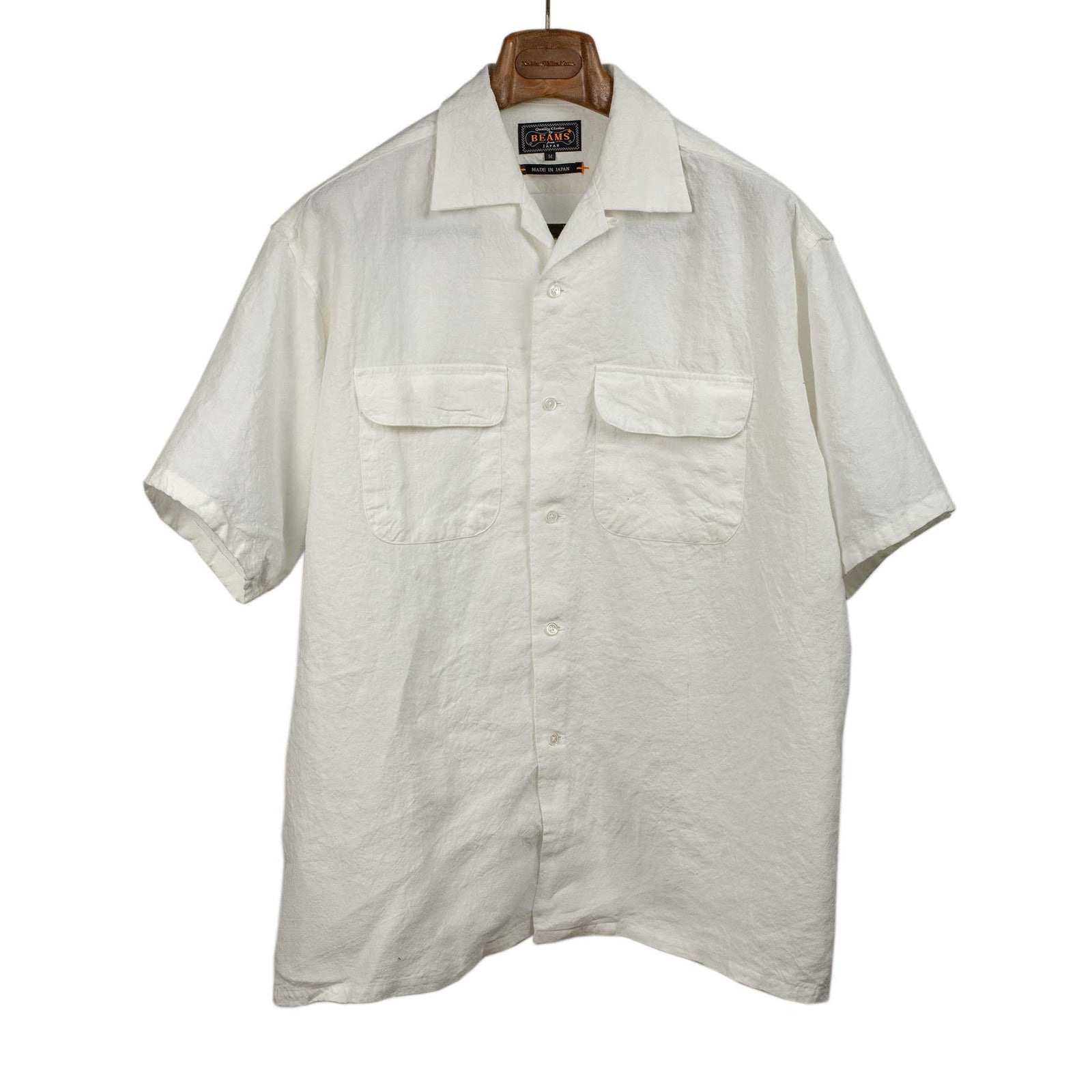 Open Collar Short Sleeve Shirt In Flax