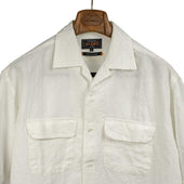 Open Collar Short Sleeve Shirt In Flax