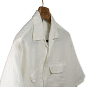 Open Collar Short Sleeve Shirt In Flax