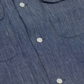 Open Collar Short Sleeve Shirt In Colored Stripe Flax