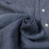 Open Collar Short Sleeve Shirt In Colored Stripe Flax
