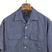 Open Collar Short Sleeve Shirt In Colored Stripe Flax