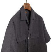Open Collar Short Sleeve Shirt In Flax