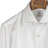 Hand Sewn Marcella Bib Tuxedo Shirt With Single Cuffs Removable Button Strip